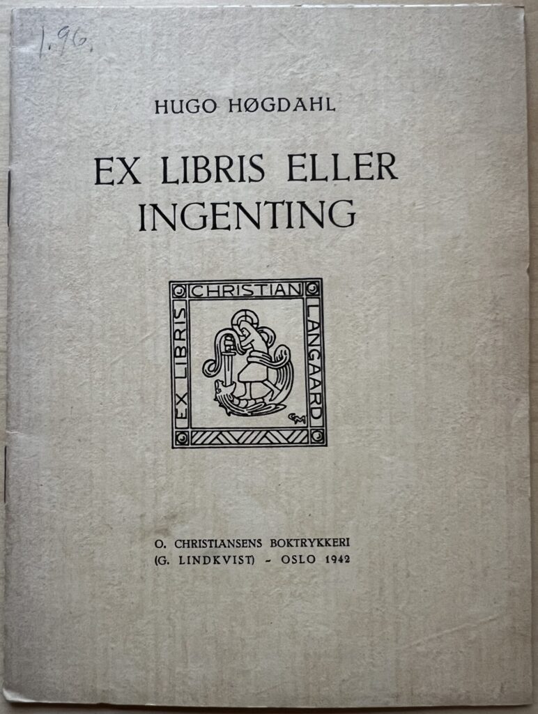 Cover of the booklet Ex Libris Eller Ingenting by Hugo Høgdahl.
